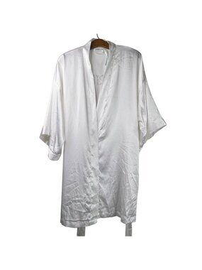 Victoria's Secret Robe One Size Bride Glitter Satin Kimono Robe Lingerie White